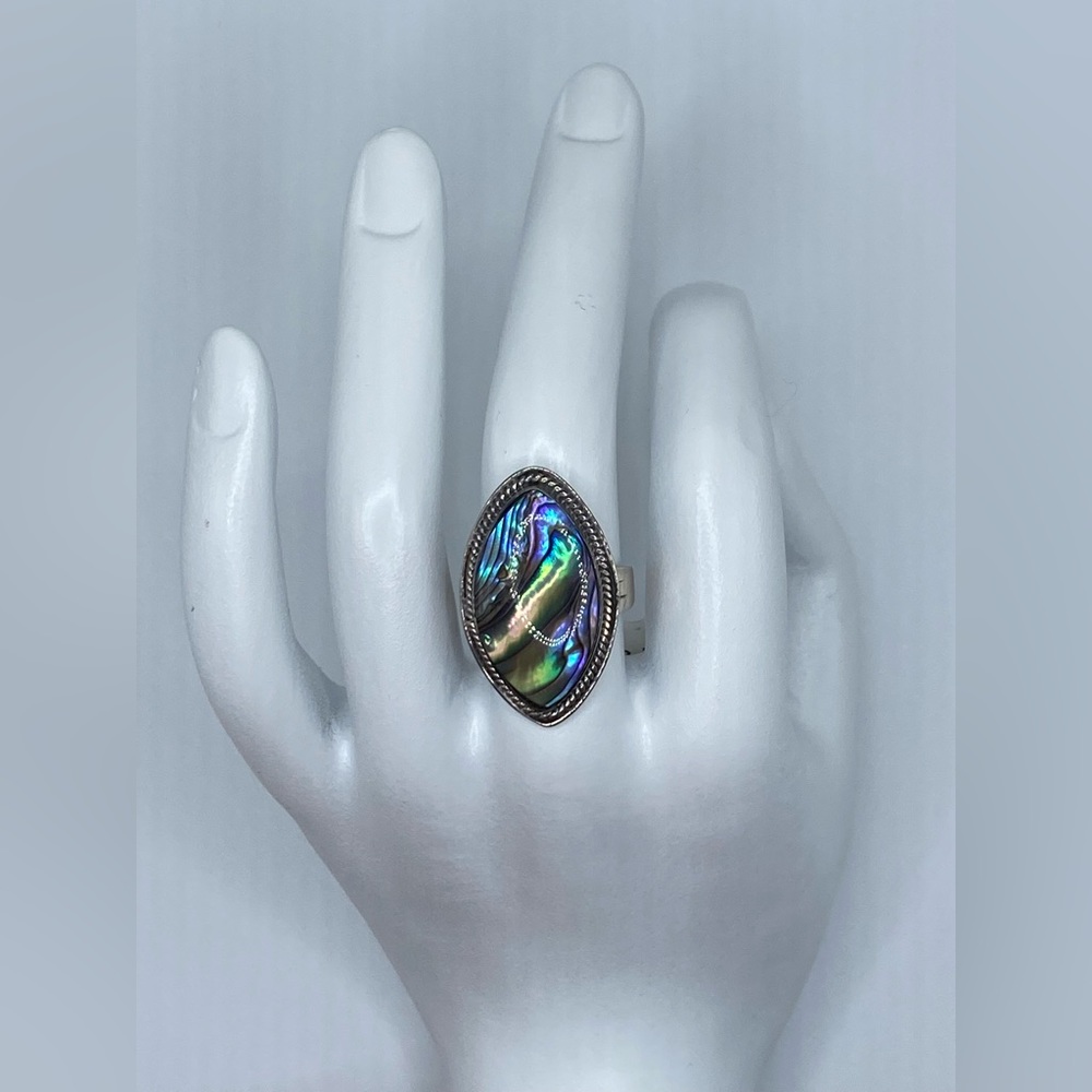 NWT Gorgeous Abalone Shell Ring In Sterling Silver